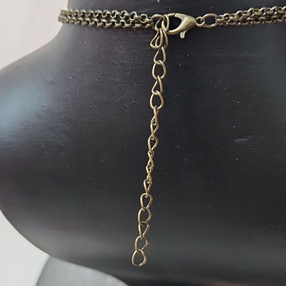 Double Strand Gold Glass Bead Necklace - Picture 6 of 6